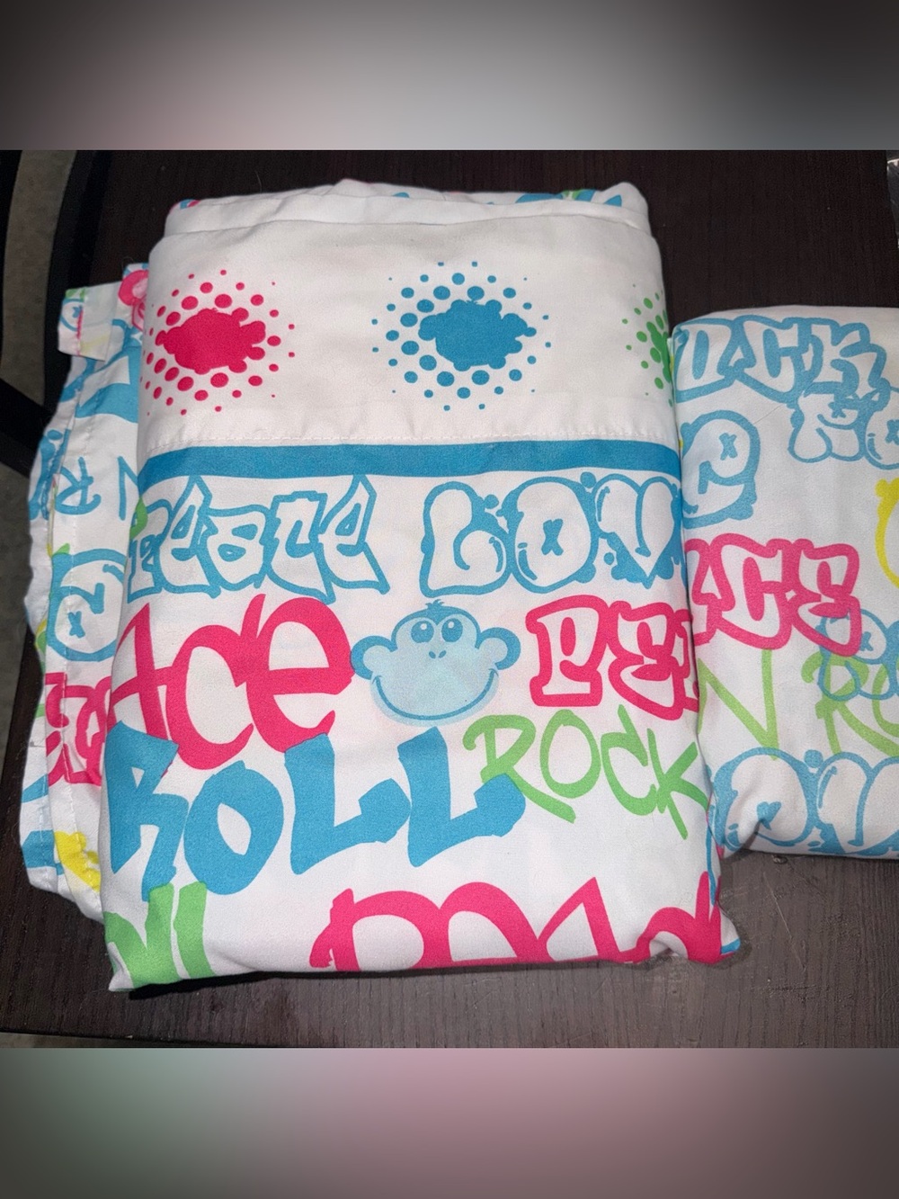 Double bed sheet bright print monkey peace love bed sheet set hippie rock n roll